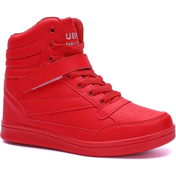 Ubfen Women's Red Hidden Wedges Platform Heel High Top Casual Sports Sneakers - Picture 7 of 8